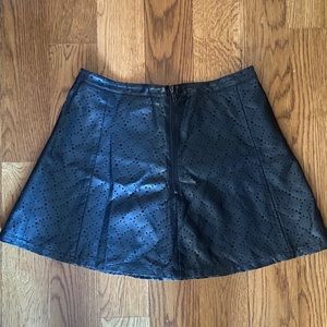 A-Line Black Faux Leather Skirt
